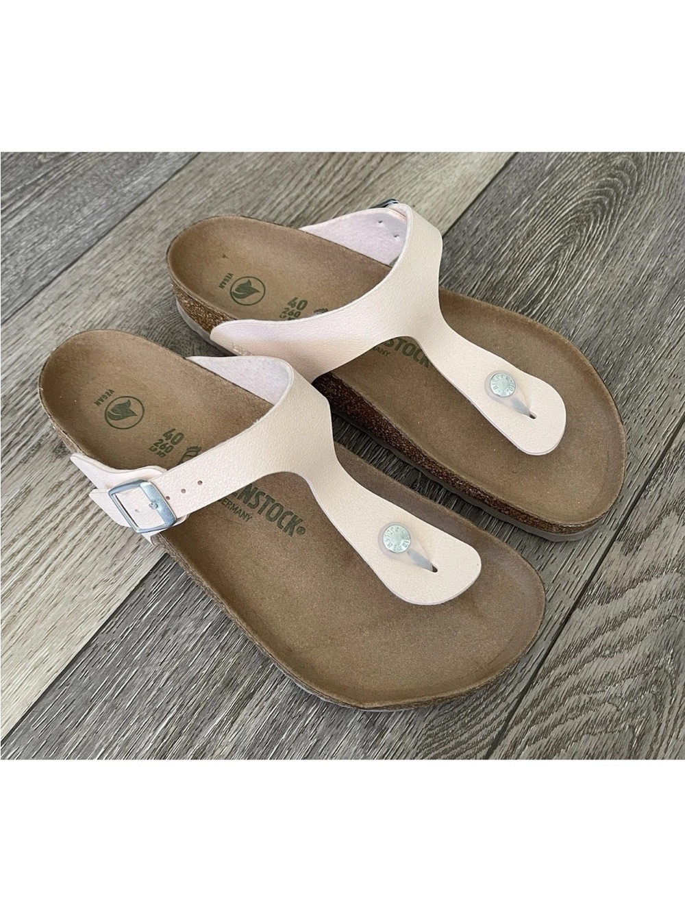 New Birkenstock Gizeh Vegan Birkibuc Leather Light Rose Thong Sandals EU40 US9